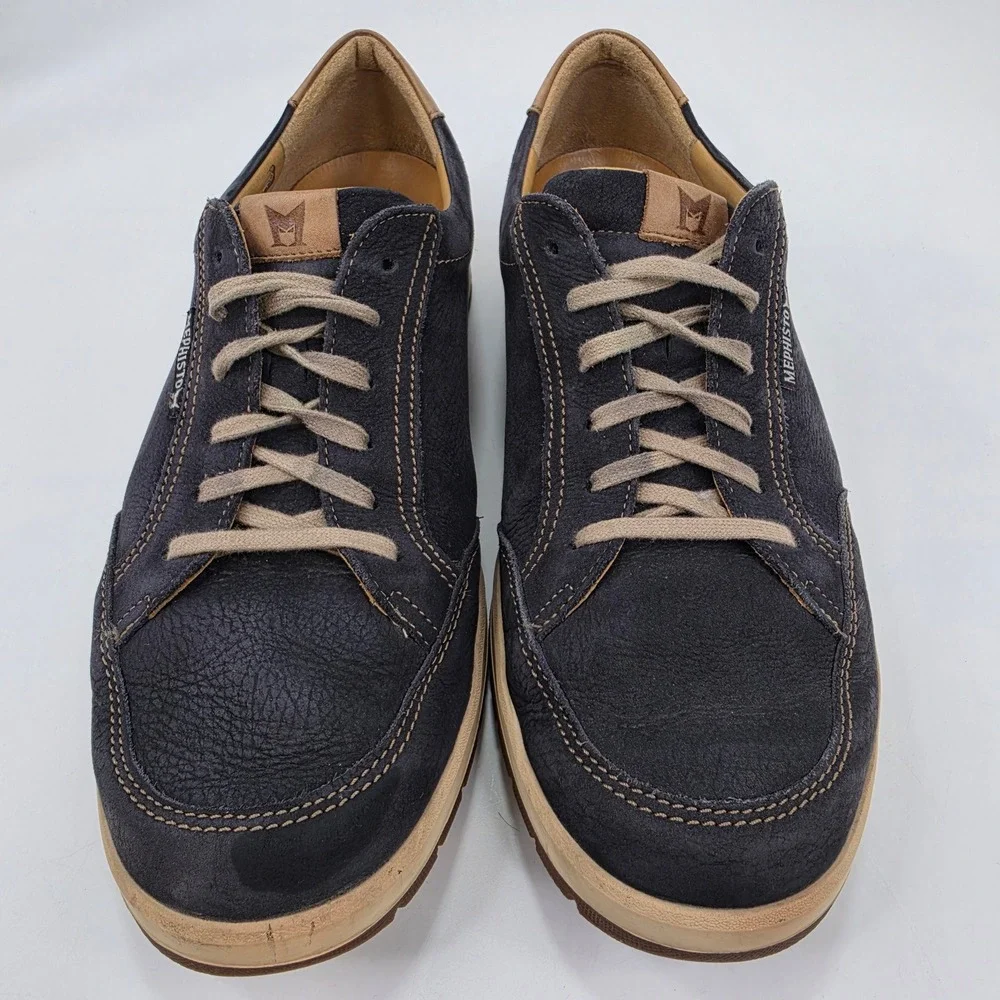 Mephisto Men Sneaker Bradley Navy Blue Leather US 10.5 Air-Relax Walking Shoe